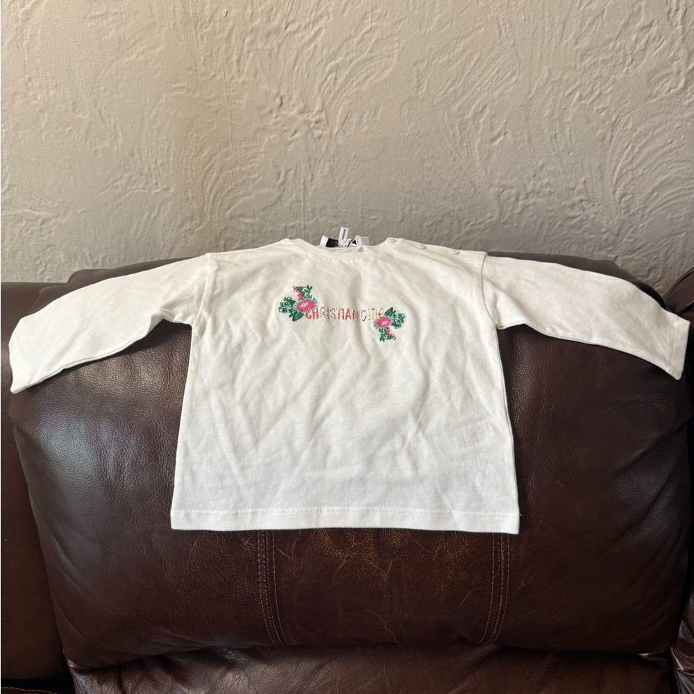 Baby Dior Long Sleeve Floral Embroidered Tee 9 Months